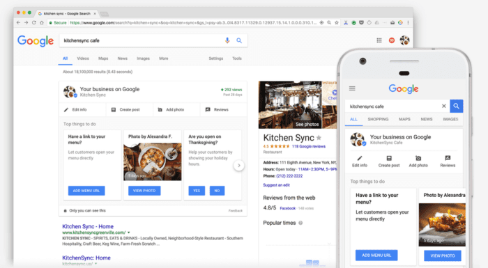 Edit Google My Business listing in search results